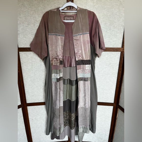 Nancy Gary Dresses & Skirts - Nancy Gary Vintage Silk Artisan Patchwork Dress and Long Vest - Large